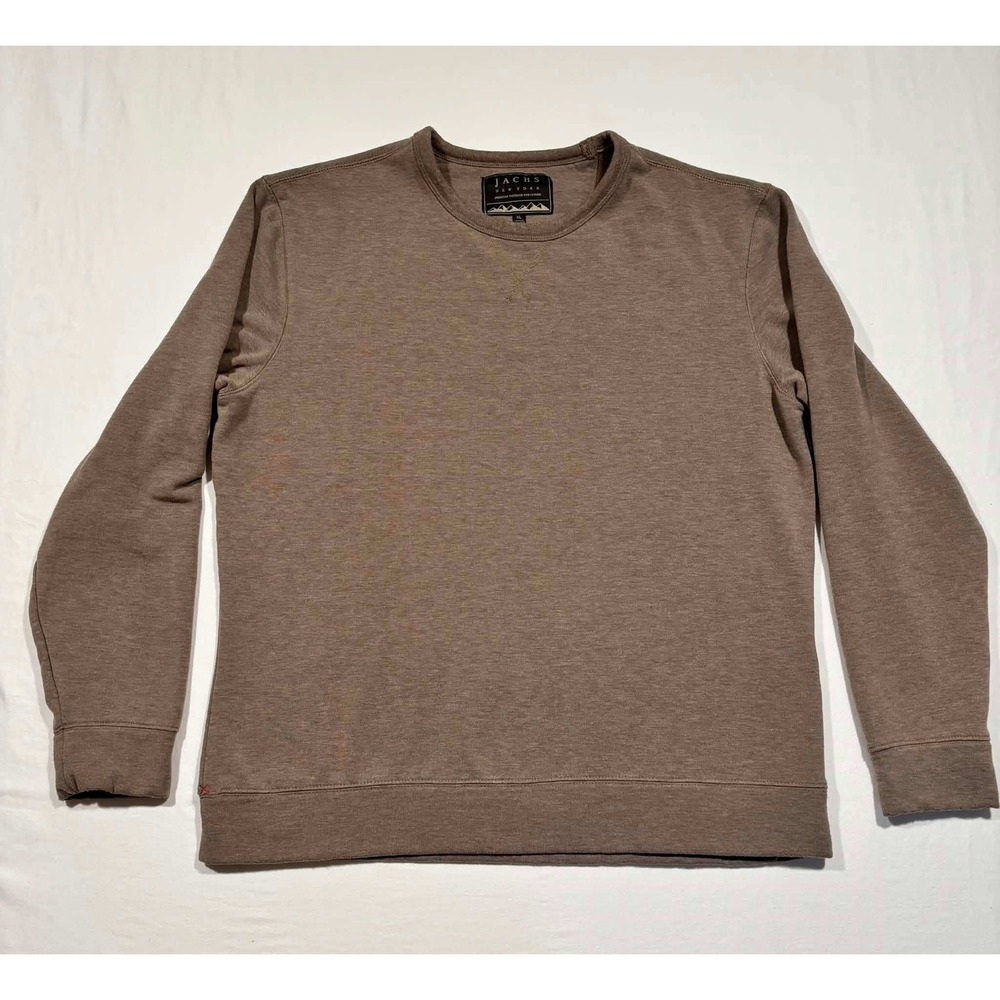 Jachs New York Mens XL Crewneck‎ Sweatshirt Heathered Brown Pullover Outdoor L/S